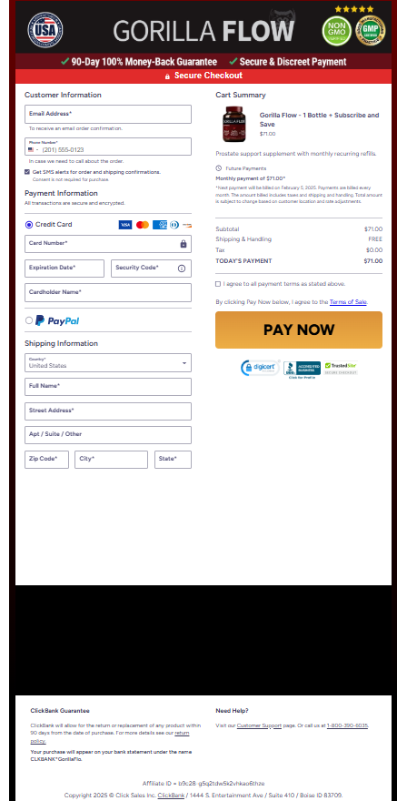 Gorillaflow Order Page